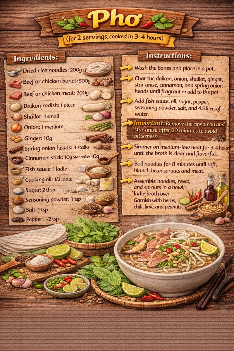Pho recipe card